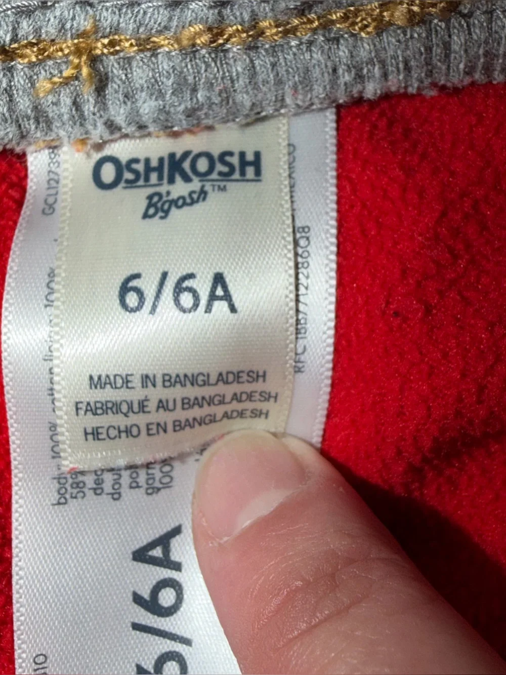 OshKosh B'gosh Boys girls size 6 fleece lined pants Dark Blue Denim Jeans winter